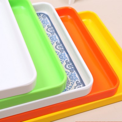 Rectangular red white melamine serving plastic food tray