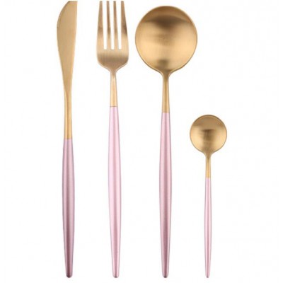 Polished  Feature and Rose gold stainless steel  Material knife and fork cutlery set